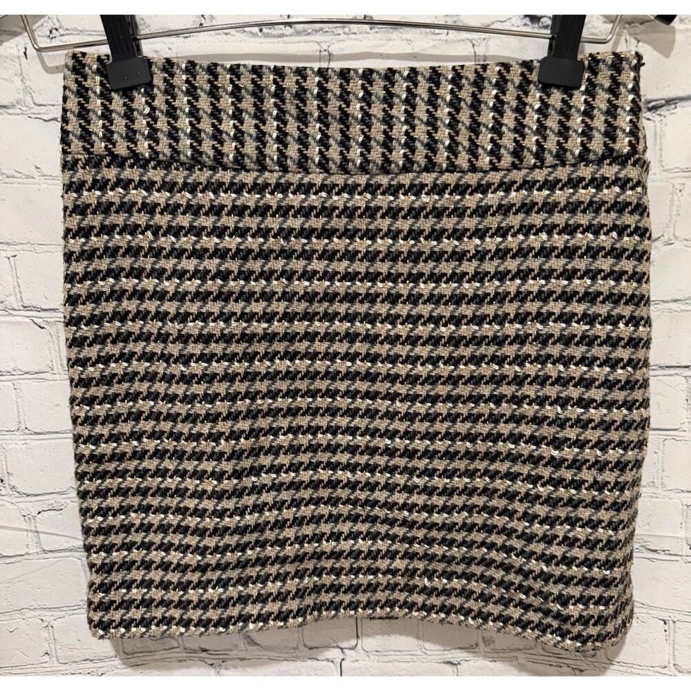 The Limited Pencil Skirt Short Wool Blend Gray Houndstooth Tweed Lined Size 0
